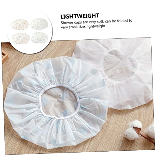 VICASKY 4 Stück Wasserdichte Duschhauben EVA Material Wiederverwendbar Weich Große Badekappen für Damen Geeignet für Duschen Spa Make Up und Gesichtsreinigung von VICASKY