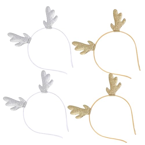 VICASKY 4 Stück Weihnachtlicher Haarreif Geweih Teiliges Damen Pailletten Haarreif Weihnachten Kostümzubehör Festliche Haarschmuck Party von VICASKY