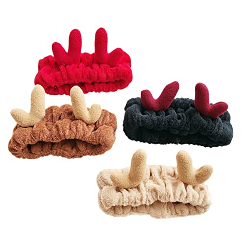 VICASKY 4 Stück Weihnachts Haarband mit Antlers für Damen Weiches Elastisches Make Up Kopfband für Duschen und Kosmetik für Geeignet von VICASKY