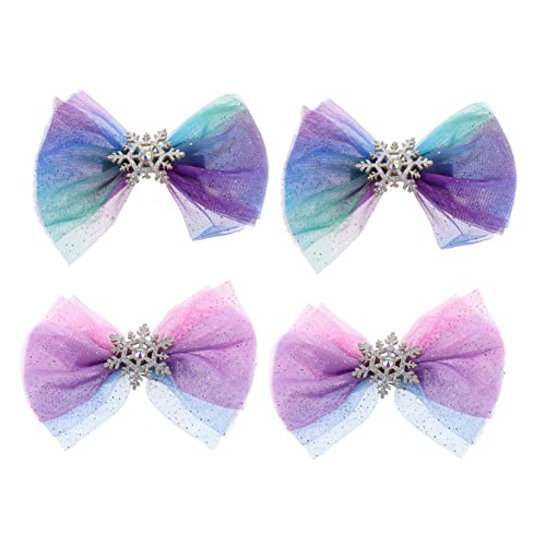 VICASKY 4 Stück Weihnachts Haarspangen mit Schneeflocken Design und Schleifen für Damen Haarschmuck Accessoires für Festliche Anlässe und Tägliches Tragen von VICASKY