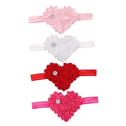 VICASKY 4 Stück Blumenmädchen-Stirnband Kleinkind Baby Mädchen Stirnband baby stirnbänder weihnachts haarschmuck Tiara Haarschmuck für Babys Weihnachtsbaby-Stirnband Rose von VICASKY