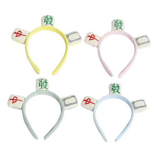 VICASKY 4stücke Kreative Mahjong Haarreifen Make-up Stirnband Mode Haar Hoops Kostümpassend Bequem Tragen von VICASKY
