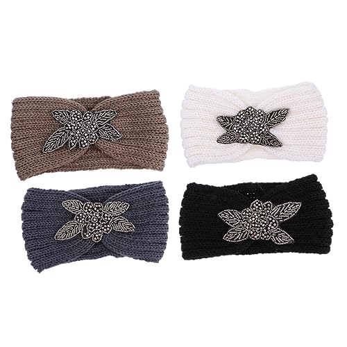 VICASKY 4 Stücke Stirnband Haarband Haargummis Kopfband Haarbänder Kopftuch Haarband Häkeln Haarschmuck Kopfwickel Garn von VICASKY