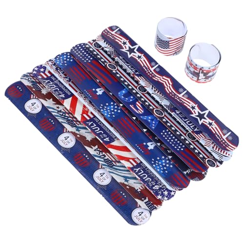 VICASKY 48 Stck. Teiliges PVC Slap Bracelet Independence Day Partygeschenke Flaggenmuster Armbänder Partyzubehör von VICASKY