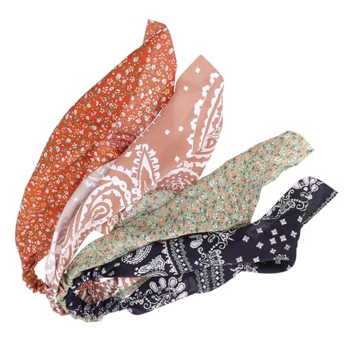 VICASKY 4 Stück Haarbänder Damen Weich und Atmungsaktiv Elastische Kopfbedeckung für Alltag und Freizeit mit Musterdesign Vielseitige Haar Accessoires von VICASKY