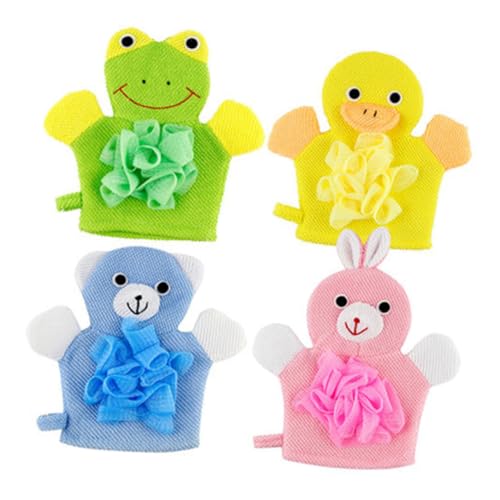 VICASKY 4Stücke Peeling Duschhandschuhe Cartoon Stil Waschhandschuhe Für Körperreinigung Weiche Und Komfortable Badetücher Für Jungen Und Langlebig Und Leicht von VICASKY