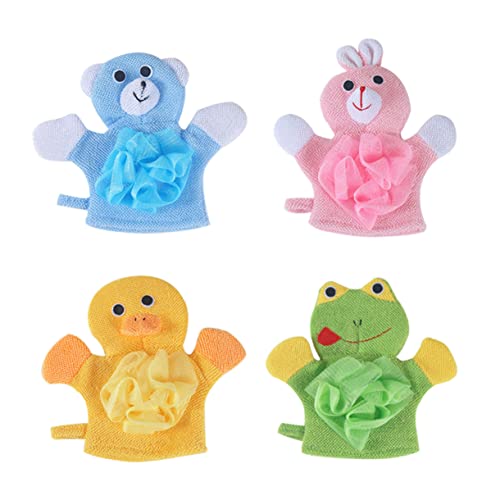 VICASKY 4Stücke Teiliges Cartoon Badetuch Für Duschhandschuhe Mit Tiermotiven Hase Blauer Gelbe Ente Für Badespaß Und Hautpflege Beim von VICASKY
