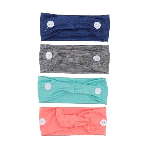 VICASKY 4stücke Breites Stirnband Für Damen Mit Knöpfen Elastischer Ohrenschutz Schweißabsorbierendes Stirnband Für Sport Yoga Und Freizeit Aus Atmungsaktivem von VICASKY