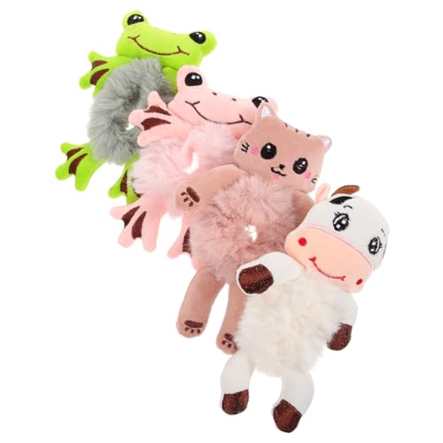 VICASKY 4stücke Flauschige Haargummis Lustige Tiermotive Für Mädchen Elastische Haarschmuck Für Dickes Langes Haar Und Vielseitige Verwendung Als Armband von VICASKY