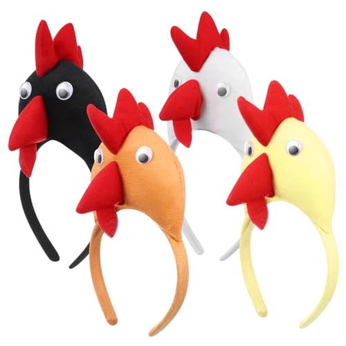 VICASKY 4stücke Hühnchen Stirnband Hühnerkopfbedeckung Für Erwachsene Lustige Tierohren Für Osterfeiern Karneval Und Partystyle von VICASKY