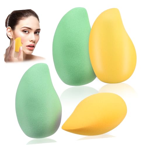 VICASKY 4stücke Mango Geformte Kosmetische Puderquaste Make-up Zubehör Für Frauen Mädchen Gesicht Kosmetik-tools Make-up-quasten Für Grundierungen Concealer Puder Mehrzweck von VICASKY
