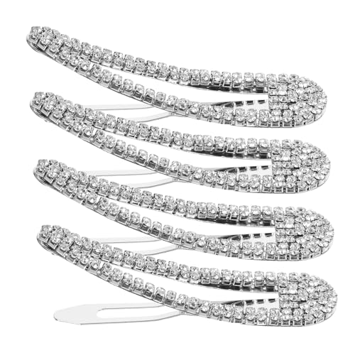 VICASKY 4stücke Metall Haarspangen Mit Strasssteinen Dekorative Haarklemmen Für Mädchen Und Frauen Druckknopf-haarspangen Für Verschiedene Haarstile Und Anlässe von VICASKY