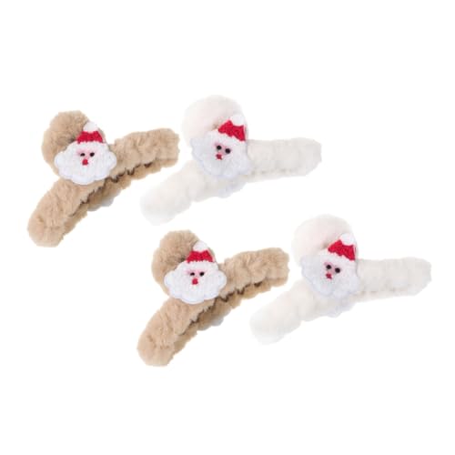 VICASKY 4stücke Plüsch-haarspangen Für Frauen Süße Weihnachts-haarspangen Große Krallenspangen Für Lockiges Haar Weiche Für Lange Haare Dekorative Für Winter-outfits von VICASKY