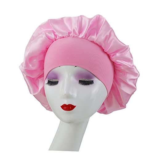 VICASKY 4stücke Satin Schlafhaube Für Frauen Elastisch Zum Schlafen Für Nacht Make-up-mütze Dauerwellenmütze Beauty-mütze Einfarbig Rosa von VICASKY