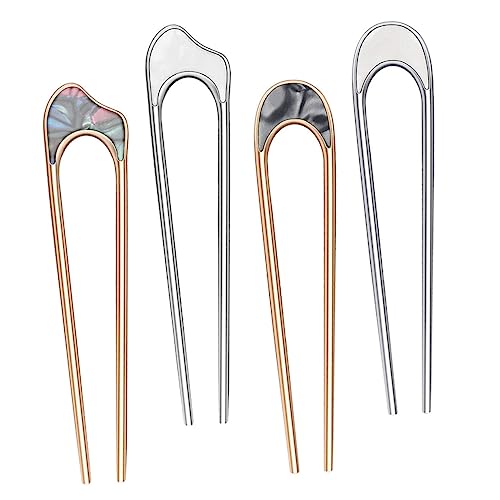 VICASKY 4stücke U-förmige Haarnadeln Aus Metall Für Frauen Haarspangen Im Französischen Stil Für Langes Und Dickes Haar Haarzubehör Für Alltag Und Party von VICASKY