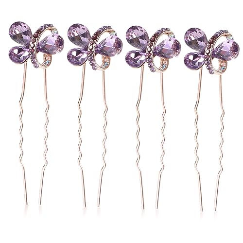 VICASKY 4stücke U-förmige Strass-haarnadeln Für Braut Hochzeits-haar-accessoires Leicht Und Haar Styling Werkzeuge Mit Strasssteinen Eleganter Stil Für Frauen Und Mädchen von VICASKY