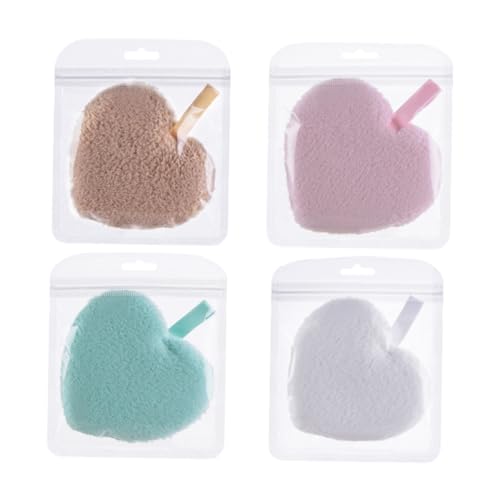 VICASKY 4 Stück Herzförmige Make up Entferner Schwämme Für Gesicht Wiederverwendbare Hautpflege Pads Puderquaste Zur Gesichtsreinigung Für Frauen Mädchen Und Männer Empfindliche von VICASKY
