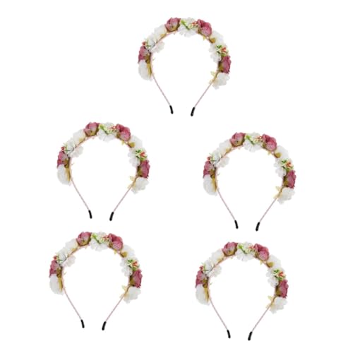 VICASKY 5 Stück Blumenkranz Stirnband Damen Realistisches Bequemes Haarschmuck Accessoire mit Zarten Rosen für Hochzeit Party und Festival Leichter Langlebig und für Frauen von VICASKY