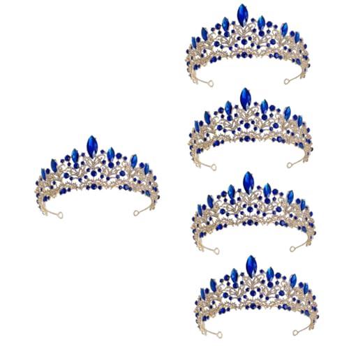 VICASKY 5 Stück Braut Diadem Strass Haaraccessoire für Frauen Funkelnde Hochzeitskrone in Gold Blau Leichtes Haarschmuck für Braut Party und Festtage von VICASKY