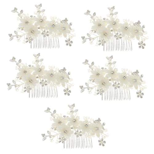 VICASKY 5 Stück Braut Haarkamm Goldfarbene Perlen Blüten Haarschmuck Seitlicher Brautschmuck Eleganter Blumen Haarkamm für Hochzeit und Verlobung Damen VICASKY 5 Stück Braut Haarkamm Goldfarbene Perlen Blüten Haarschmuck Seitlicher Brautschmuck Eleganter Blumen Haarkamm für Hochzeit und Verlobung Damen von VICASKY