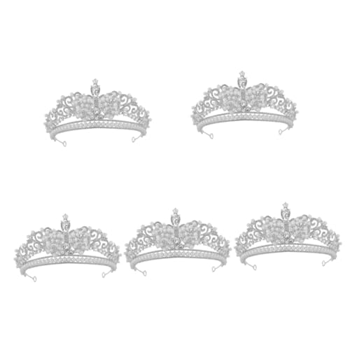 VICASKY 5 Stück Braut Haarreif mit Funkelnden Strasssteinen Langlebige Silberweiße Prinzessin Krone für Hochzeit Party Fotoshooting Stilvoller Haarschmuck für Damen von VICASKY
