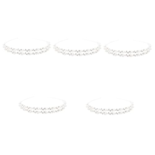 VICASKY 5 Stück Braut Perlen Stirnband mit Doppelter Schicht Strass Blattdesign Flexibles Langlebiges Haarschmuck Accessoire für Braut und Brautjungfern Eleganter Hochzeitsschmuck in von VICASKY