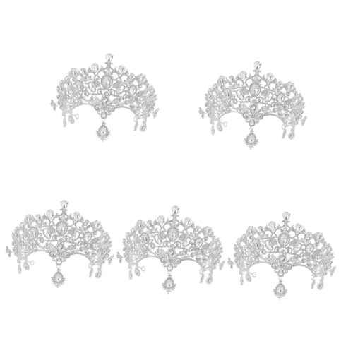 VICASKY 5 Stück Braut Tiara Haarschmuck mit Kristallen Silbernes Strass Stirnband Stabiles und Bequemes Hochzeits Accessoire für Frauen Geeignet für Hochzeit Geburtstag Party Abschlussball von VICASKY