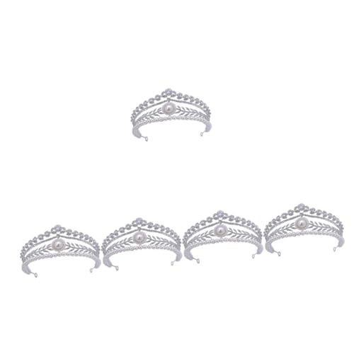 VICASKY 5 Stück Braut Tiara mit Perlen und Strass Silberne Kristallkrone für Hochzeit Verstellbare Langlebige Damenhaarschmuck Vintage Diadem für Braut und Festliche Anlässe von VICASKY