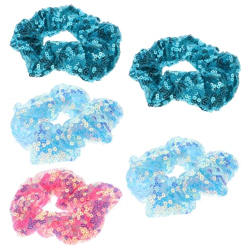 VICASKY 5 Stück Bunte Pailletten Haargummis Elastische Haarbänder Modisch Schonend für Mädchen Alltag Party Haarstyling Zubehör Zufällige Farbe Zufällige Farbe von VICASKY