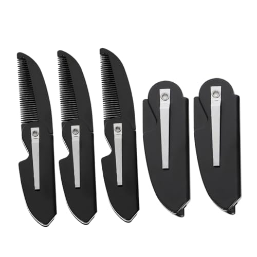 VICASKY 5 Stück Faltbarer Bartkamm Kompakt und Leicht Feinzahnig aus Stabilem Kunststoff Tragbar für Herren Bart Haarstyling Passend für Unterwegs und Tägliche Pflege von VICASKY