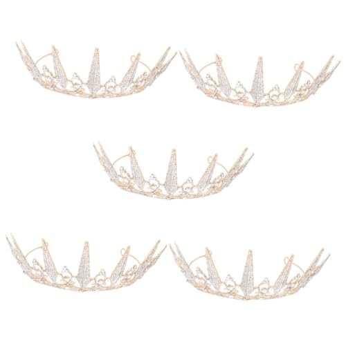 VICASKY 5 Stück Goldfarbene Braut Tiara mit Funkelnden Zirkonia Strasssteinen Krone für Frauen Leichter Haarschmuck für Hochzeit Festlichkeiten und Besondere Anlässe von VICASKY
