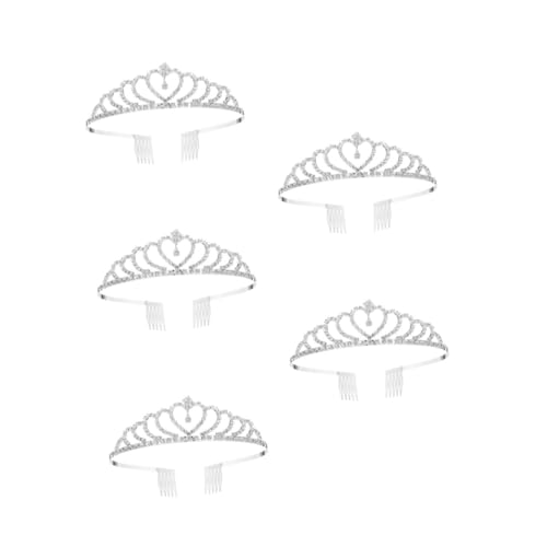VICASKY 5 Stück Haarschmuck für die Hochzeit Brautschleier Junggesellenabschied Stirnband Spa Diademe für die Hochzeit Tiaras für Mädchen 16. Frauenkrone Tiara Kronendekor für Party Silber von VICASKY
