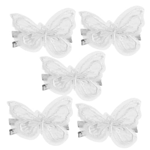 VICASKY 5stücke Schmetterling Haarclips Weiß Spitze Schmetterlings Haarspangen Mädchen Haarschmuck Haar Zubehör Für Party Hochzeit Teeparty Kostümparty von VICASKY