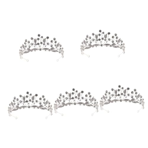 VICASKY 5 Stück Handgefertigte Braut Tiara mit Strassbesetzter Krone Silbernes Diadem für Hochzeit Geburtstag Festival und Festliche Anlässe Leichtes und Komfortables Design für Damen und von VICASKY