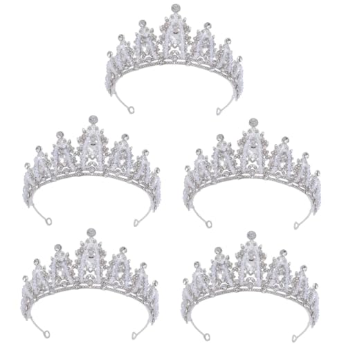 VICASKY 5 Stück Handgefertigte Silberne Braut Tiara mit Funkelnden Strasssteinen Leichter Haarschmuck für Frauen und Mädchen Kopfbedeckung für Hochzeit Brautparty und Festliche Anlässe von VICASKY