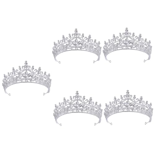 VICASKY 5 Stück Hochwertige Strass Tiara für Damen Silber Hochzeitskrone aus Zinklegierung Einfach zu Tragen Vielseitig für Brautkleid und Abschlussball Modischer Haarschmuck für Besondere von VICASKY