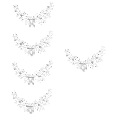 VICASKY 5 Stück Hochzeits Haarrebe mit Strass Handgefertigter Brautschmuck mit Kamm Silbernes Haarschmuck Accessoire für Braut Party Bankett Einfach zu Tragen und Stilvoll von VICASKY