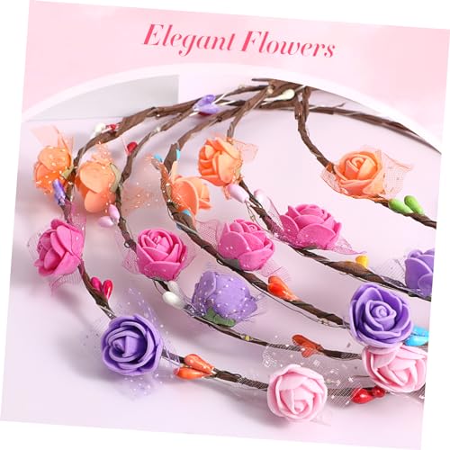 VICASKY 5 Stück LED Leuchtender Haarkranz Teiliges Bunte Blumen Stirnbänder für Party Festival Hochzeit Kopfschmuck Auffälliges Headpiece für Mädchen und Jungen von VICASKY