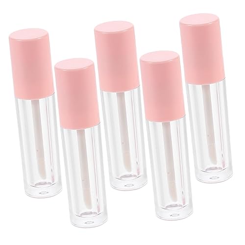 VICASKY 5 Stück Leere Lippenpflege Fläschchen DIY Lipgloss Behälter Rund Rosa Nachfüllbare wasserdichte Lippenöl Tuben für Frauen Reise und Make Up Zubehör von VICASKY