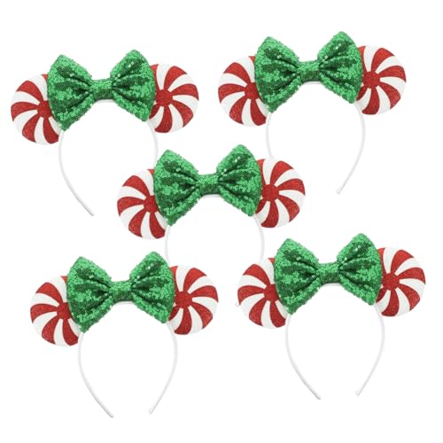 VICASKY 5 Stück Pailletten Schleifen Haarreifen Weihnachtsstirnband Festlich für Damen Mädchen Weicher Komfort Modisch für Party Geburtstag Feiertage von VICASKY