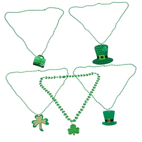 VICASKY 5stücke Kleeblatt-necklace Zum St Patricks Day Perlen-halsketten Aus Kunststoff Party Accessoires Für Feiertagsparaden Und Kostümpartys von VICASKY