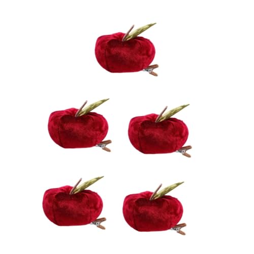 VICASKY 5 Stück Plüsch Apfel Haarspange Retro Design Kuscheliges Haarschmuck Accessoire für Mädchen und Foto Requisiten für Partys Hochzeiten und Geburtstage Niedliche Früchte Haarnadel von VICASKY