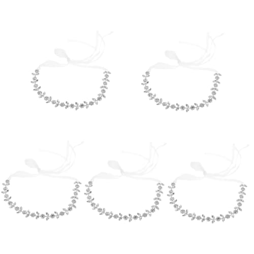 VICASKY 5 Stück Rhinestone Braut Haarband Verstellbar Leichtes Haarschmuck Hochzeit Stirnband Damen Brautjungfern Accessoire Silber von VICASKY