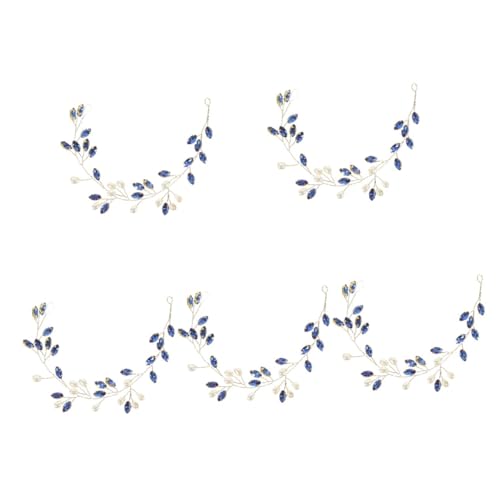 VICASKY 5 Stück Rhinestone Braut Stirnband mit Perlen Haarschmuck für Hochzeit Brautjungfern und Mädchen Leicht Verstellbar Kopfschmuck Accessoire für Festliche Anlässe von VICASKY