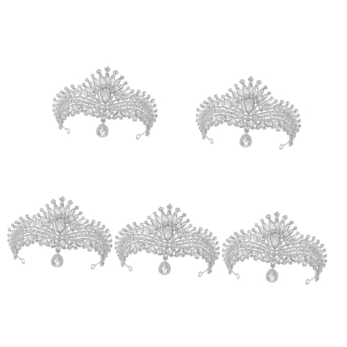 VICASKY 5 Stück Rhinestone Tiara Brautschmuck Silberfarbene Krone Strass Diadem für Hochzeit Party Festzug Damen Haarschmuck Braut Accessoire von VICASKY