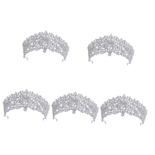VICASKY 5 Stück Rhinestone Tiara Hochzeit Haarschmuck Silber Hochzeit Haarschmuck Braut Geburtstagsfeier Prinzessin Accessoire mit Strass und Perlen für Damen und Mädchen von VICASKY