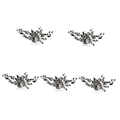 VICASKY 5 Stück Schwarzer Braut Haarkamm Eleganter Hochzeit Haarschmuck für Frauen und Mädchen Stabile Handgefertigte Haarspange Zubehör von VICASKY