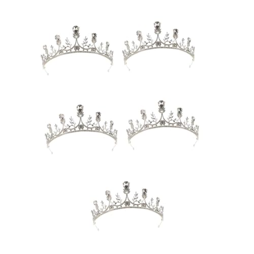 VICASKY 5 Stück Silberne Brautkrone Tiara mit Funkelnden Strasssteinen Modischer Haarschmuck Damen für Hochzeit Party Abschlussball Vielseitige Dekoration als Kuchen oder Blumenaufsatz von VICASKY