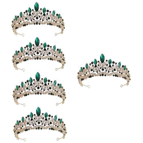 VICASKY 5 Stück Strass Tiara Brautkrone mit Funkelnden Kristallen Leichter Haarschmuck für Hochzeiten und Partys Diadem Kopfbedeckung für Damen und Mädchen Einfach zu Tragen Goldgrüner von VICASKY