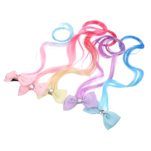 VICASKY 5 Stück Teiliges Bunte Haar Extensions mit Schleifenclip Farbverlaufende Haarverlängerungen Weiche Locken Haarschmuck für Mädchen für Geburtstage Partys Festlichkeiten von VICASKY